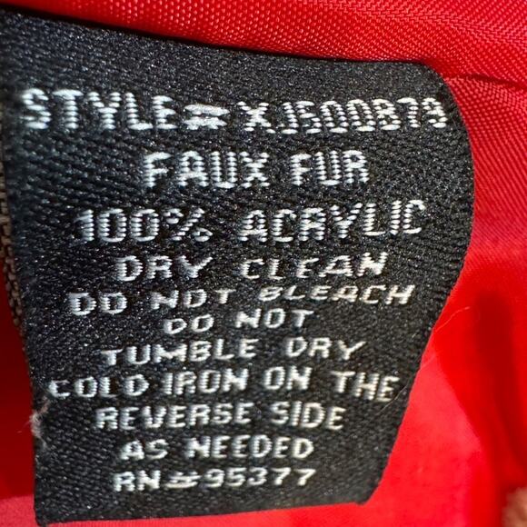 Sanctuary Surplus jacket cream faux fur with pockets & red lining  Sz L mob wife - Picture 9 of 9